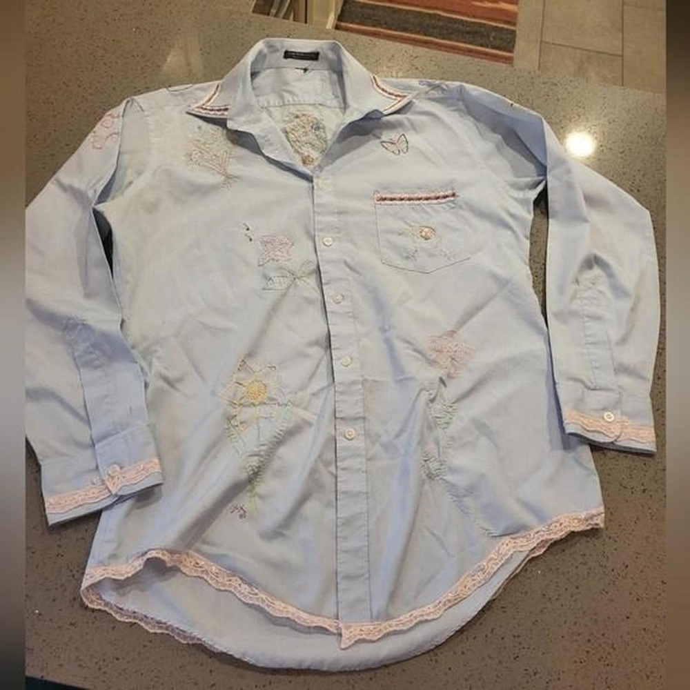 Vintage Hand Embroidered Button Down Shirt